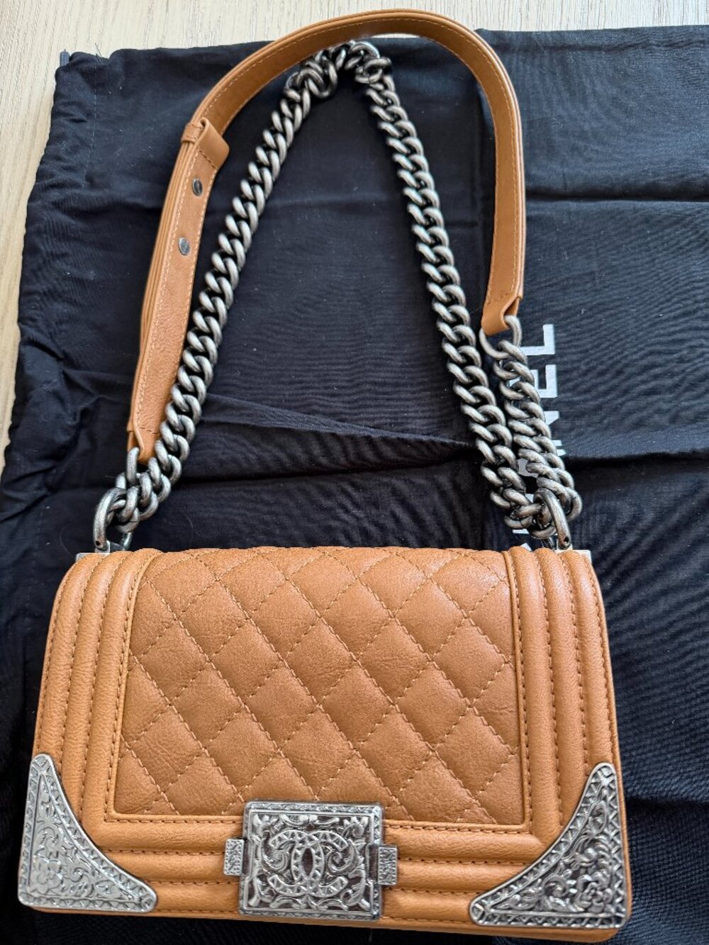 CHANEL Boy Bag Medium –‎ Quilted Caviar Leather with Ornate  Silver Hardware